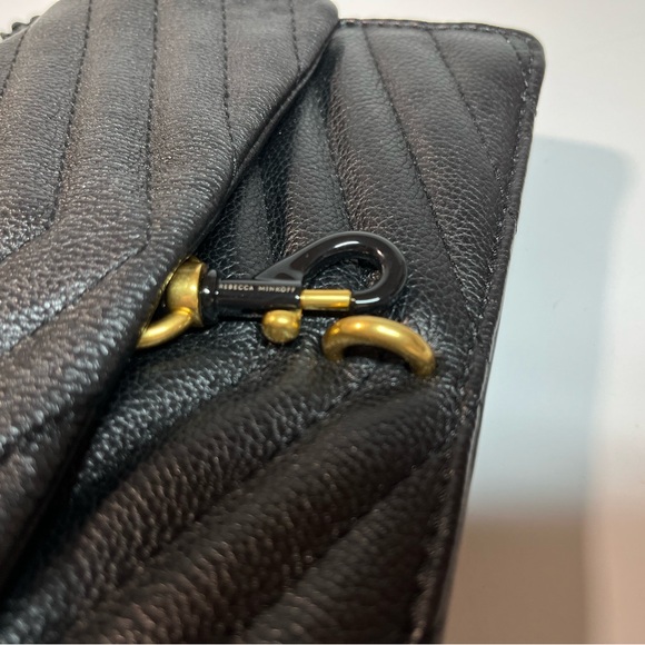 Rebecca Minkoff Black Clutch with Gold, black, and Silver Chain  Retail-$248